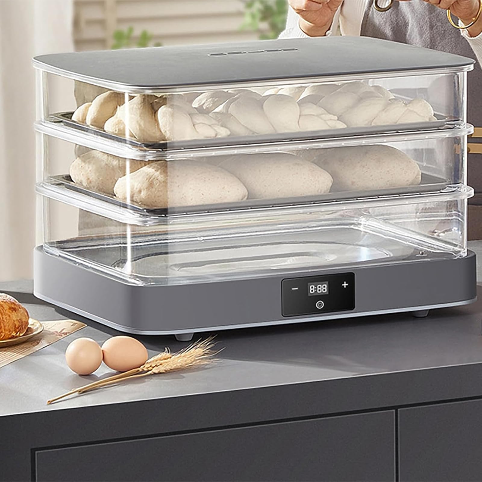 Adtzpc Bread Proofing Box 40L, Multifunction Electric Dough Proofer Machine, Adjustable 20~45°C Temperature and 1min-24h Timing, Automatic Humidity Control & Even Fermentation, for Home