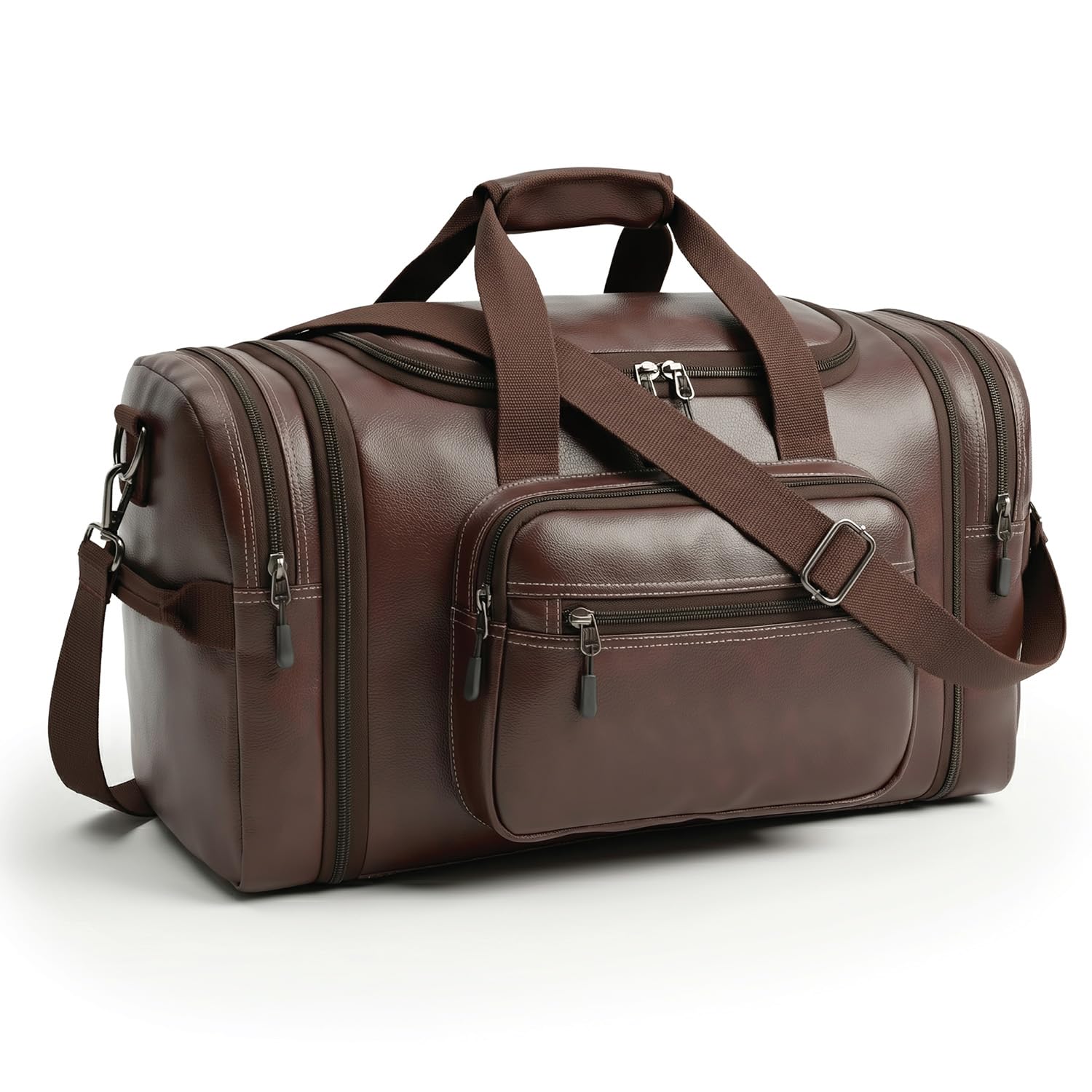 fatmug Travel Duffle -Cabin Luggage Bag for Men and Women-Vegan Leather (Expandable, 36-40,Brown)-picture-25