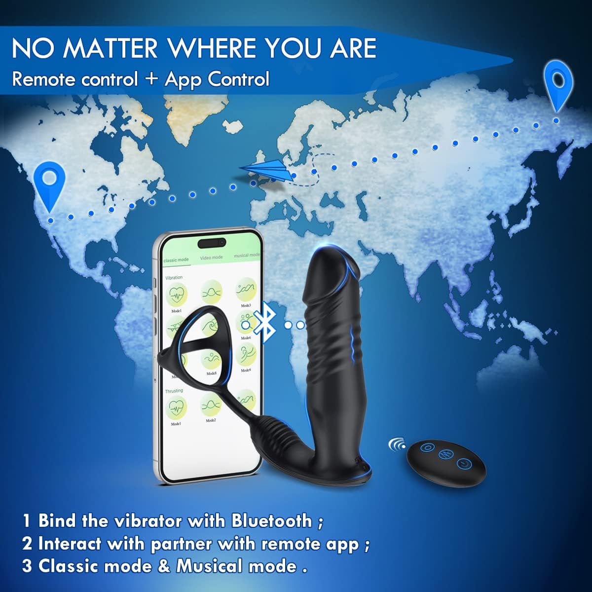 Thrusting Prostate Massager with Penis Ring,9 Thrusting & Vibrating Modes with Cock Ring Anal Vibrator,App & Remote Control Anal Sex Toy,Rechargeable Anal Butt Plug G Spot Vibrator Adult Sex Toys