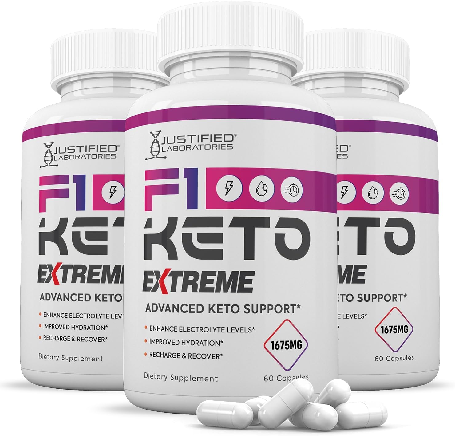 (3 Pack) F1 Keto Extreme Pills 1675MG New & Improved Formula Contains Apple Cider Vinegar Extra Virgin Olive Oil Powder Green Tea Leaf 180 Capsules