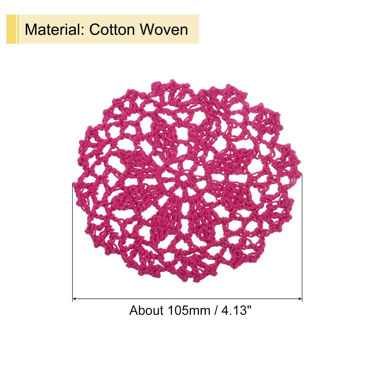 uxcell Fabric Coasters, 4pcs 4", Cotton Woven Crochet Doilies - Image 2