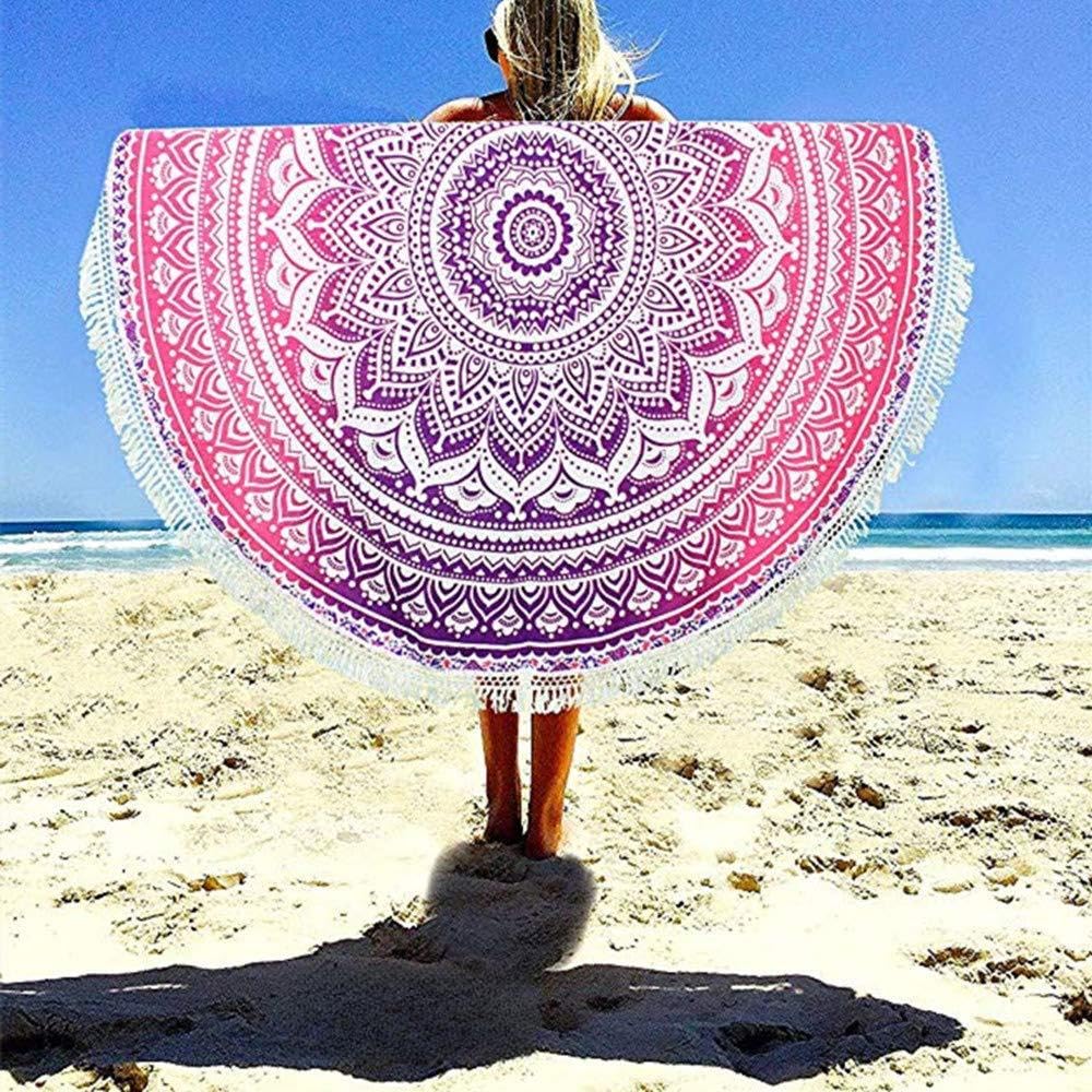 Morbuy Shop Mandala - Red Round Beach Tapestry Hippie/Boho Mandala, Morbuy Throw Indian Blanket Beach & Travel Towel Table Cloth Meditation Yoga Mat Wall Hanging Swim Pool Shawl Roundie Camping