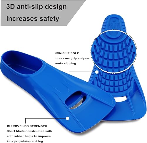 Miniatura 4 de Aletas de natación para adultos, aletas de entrenamiento de natación para regazo de piscina, cómodas, de silicona, bolsillo completo, tamaño de