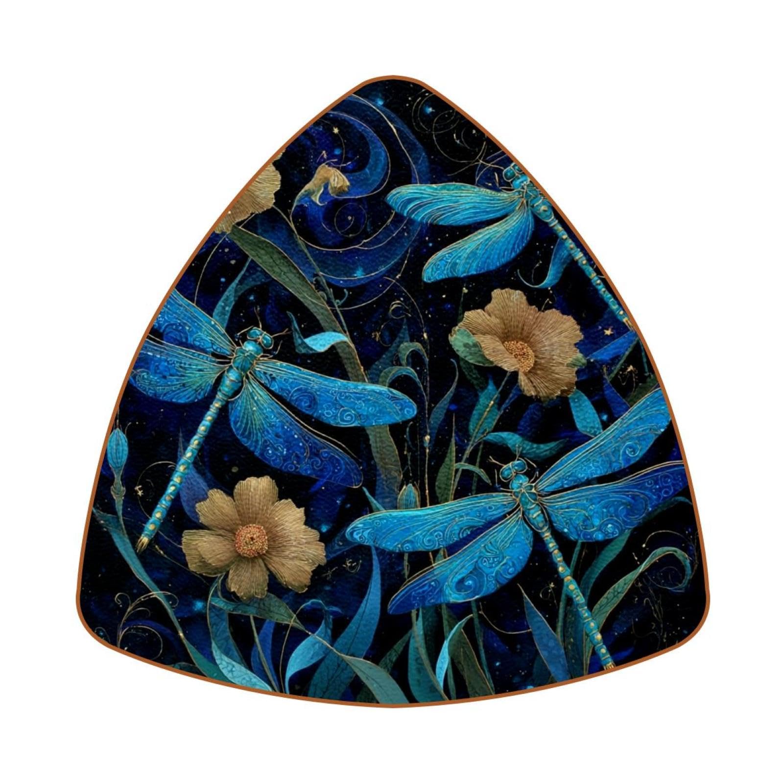 Dessous de verre en cuir premium orné de libellules et fleurs pour tasses de standing
