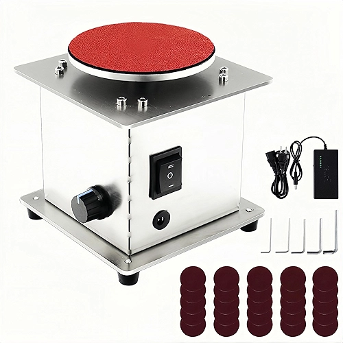 KZU Mini Lixadeira De Bancada 4", Mesa Elétrica 110 V, Disco Lixa 6000 Rpm Com 20 Lixas Para Trabalhar Metal, Alumínio E Madeira, Velocidade Ajustável