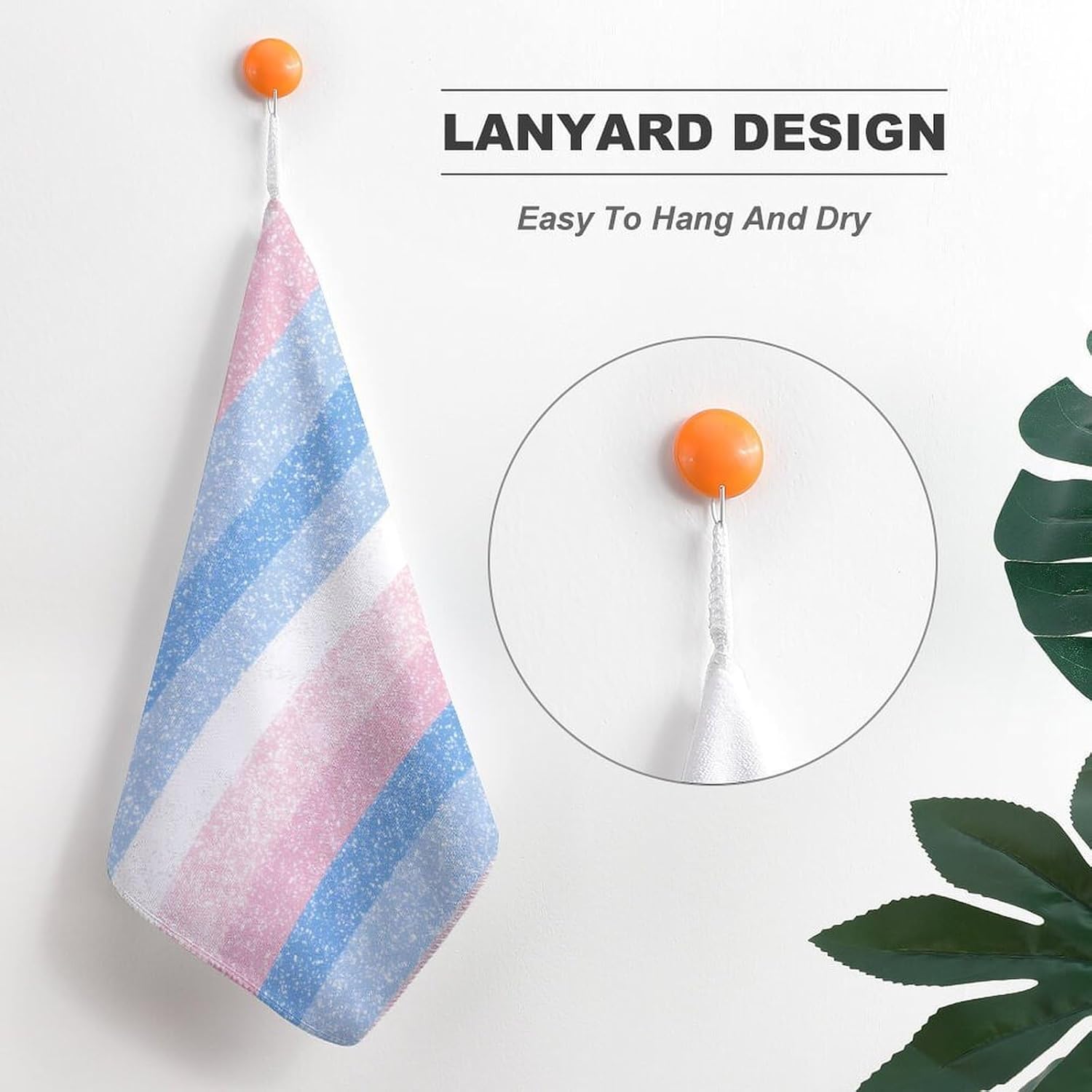 Transgender Flag Microfiber Hand Towels for Bathroom Soft Absorbent Bath Kitchen Towel with Hanging Loop 4PCS