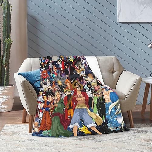Miniatura 6 de Manta de franela de forro polar de dibujos animados de anime, para todas las estaciones, ligera para aire acondicionado, manta cálida para silla,