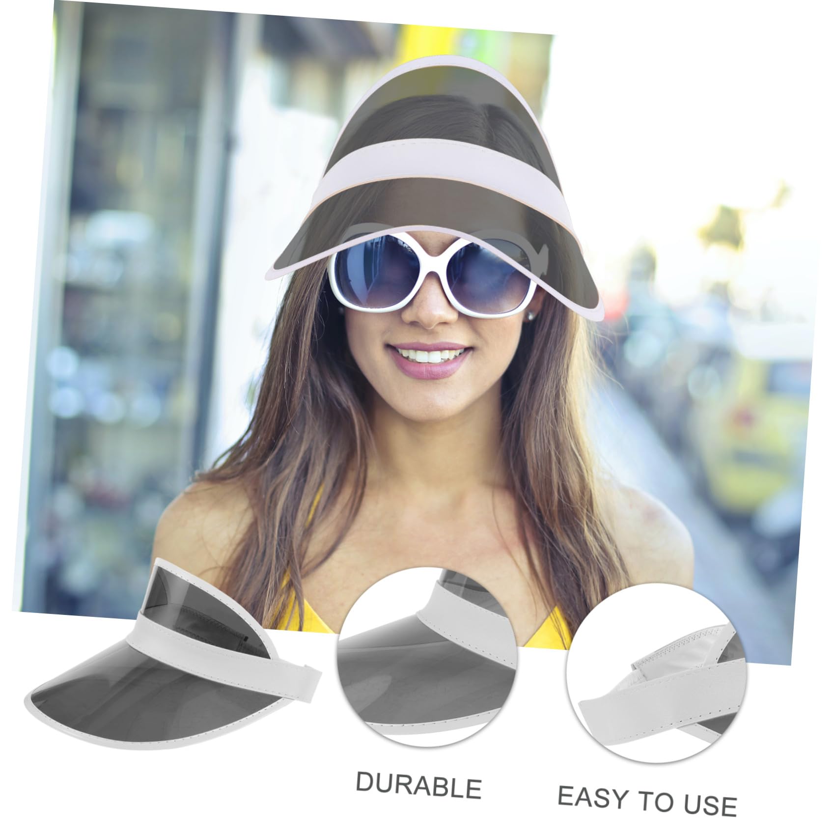 POPETPOP 2 Piezas Sombrero de Protección Solar de Plástico Transparente con Visera Ancha para Mujer para Playa y Actividades al Aire