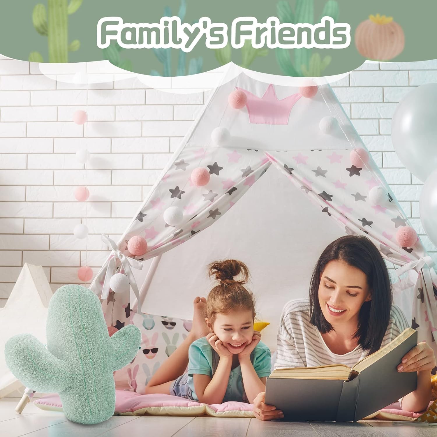 Maitys 16 Inches Cactus Shape Throw Pillow Cute 3D Plush Cactus Shaped Throw Pillow Decorative for Sofa Office Bed Cushion(16.4 x 13 Inch)