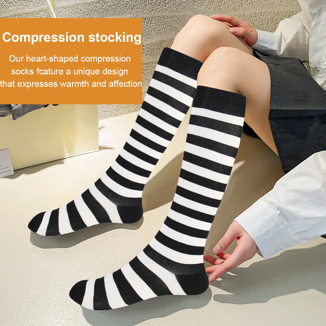 Calze a Compressione per Donne e Uomo, 2 Paia Calze Compressione Uomo E Donna, Calze a Compressione form cuore, Sport Calzini a Compressione per Sportive, Corsa, Giri in Bici