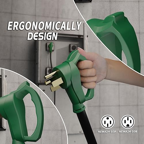 Miniatura 10 de Cable de extensión RV de 10 pies y 30 amperios para exteriores con mango de agarre, cable de alimentación STW de calibre 103 resistente al agua con