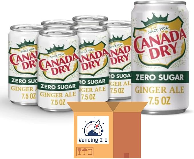 Canada Dry Ginger Ale Zero Sugar Soda 7.5oz Mini Cans, 18 Units
