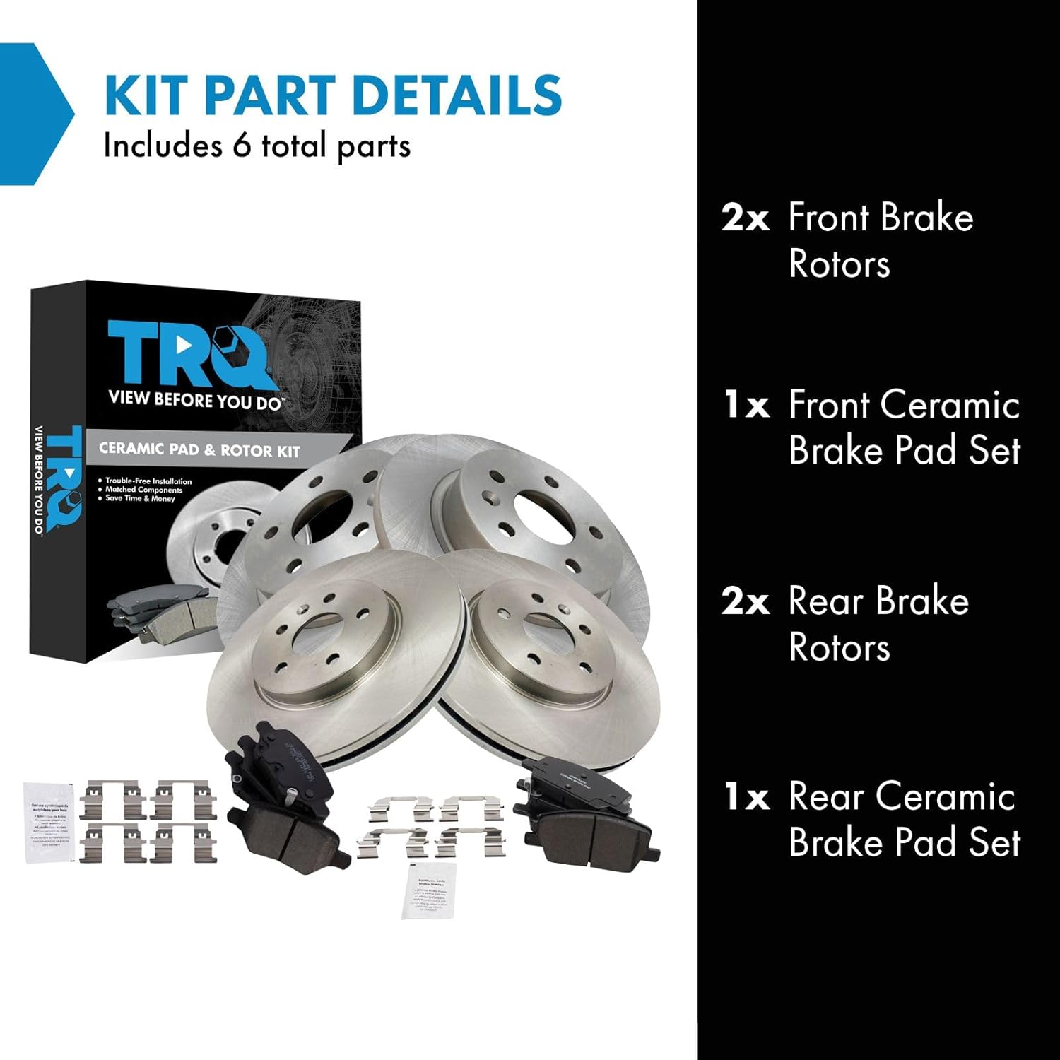 TRQ Front and Rear Brake Pad and Rotor Set Ceramic Compatible with 2018-2021 Buick Encore 2018-2021 Chevrolet Trax