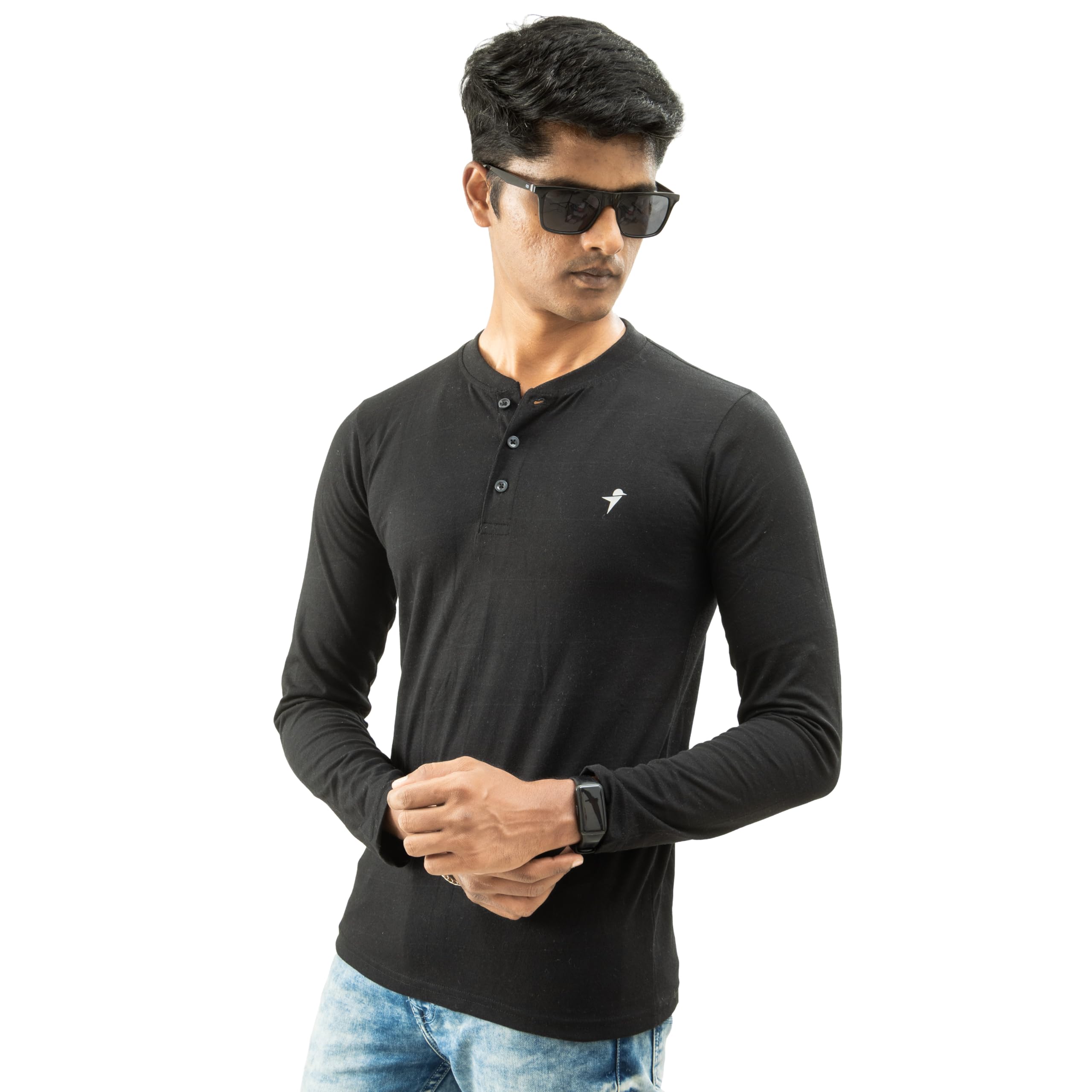 Men's Long Sleeve Henley T-Shirt, 3-Button Neck
