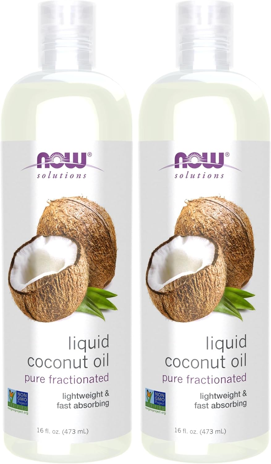 NOW Solutions, Liquid Coconut Oil, Light and Nourishing, Promotes Healthy-Looking Skin and Hair, 16-Ounce (Pack of 2)