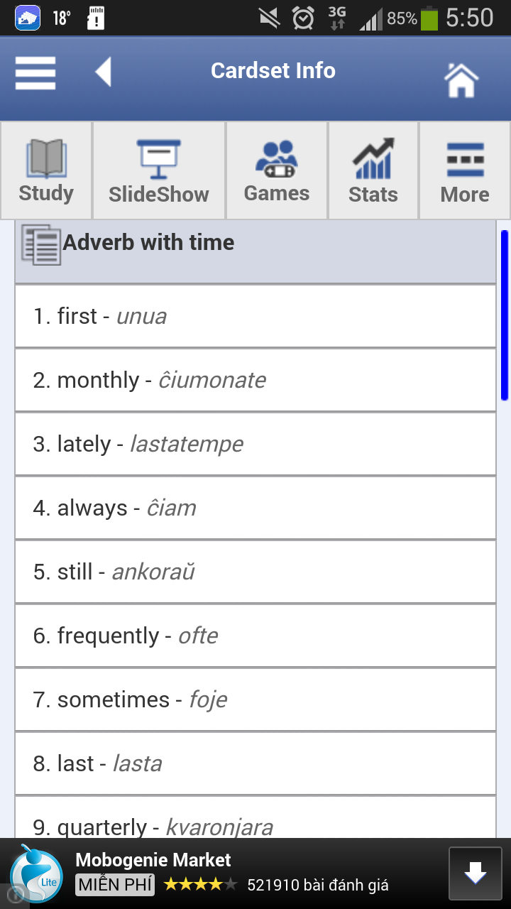 English - Esperanto flashcards - App on Amazon Appstore