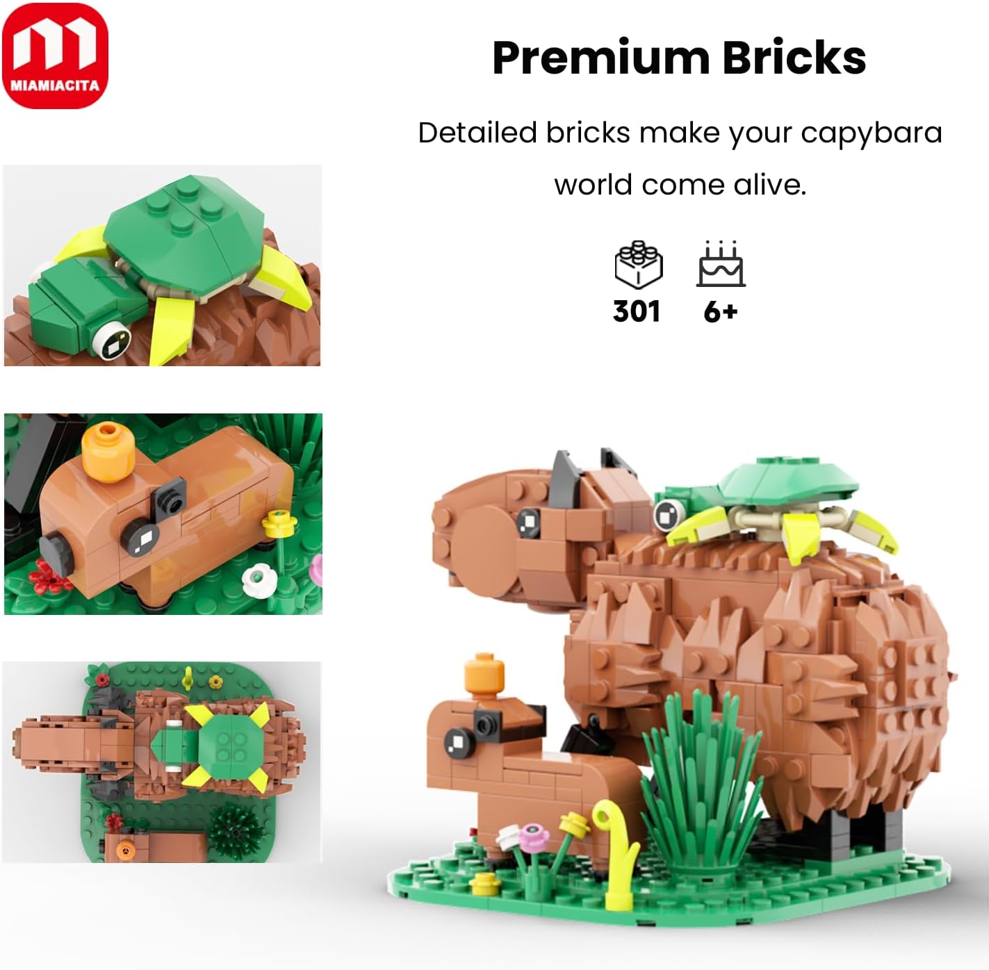 Capybara Building Set, Capybara Gifts Building Kit with Turtle & Mini Capybara, Animal Capybara Stuff Toys Building Set, Birthday Easter Gifts for Adult Boys Girls