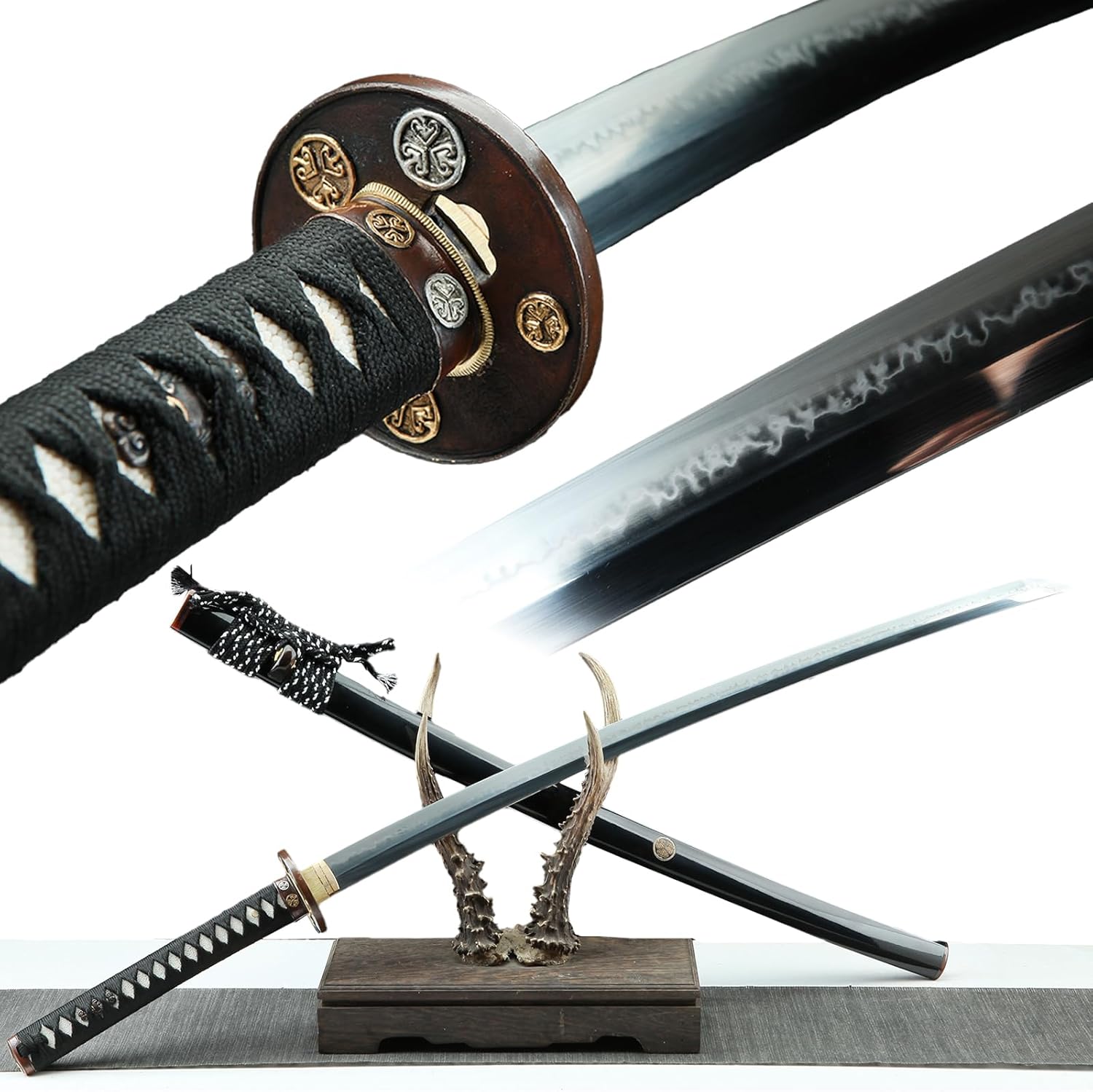 Katana Sword L6 Steel Clay Tempered Nice Hamon Very Sharp Top Handmade Japanese Samurai Sword Full Tang