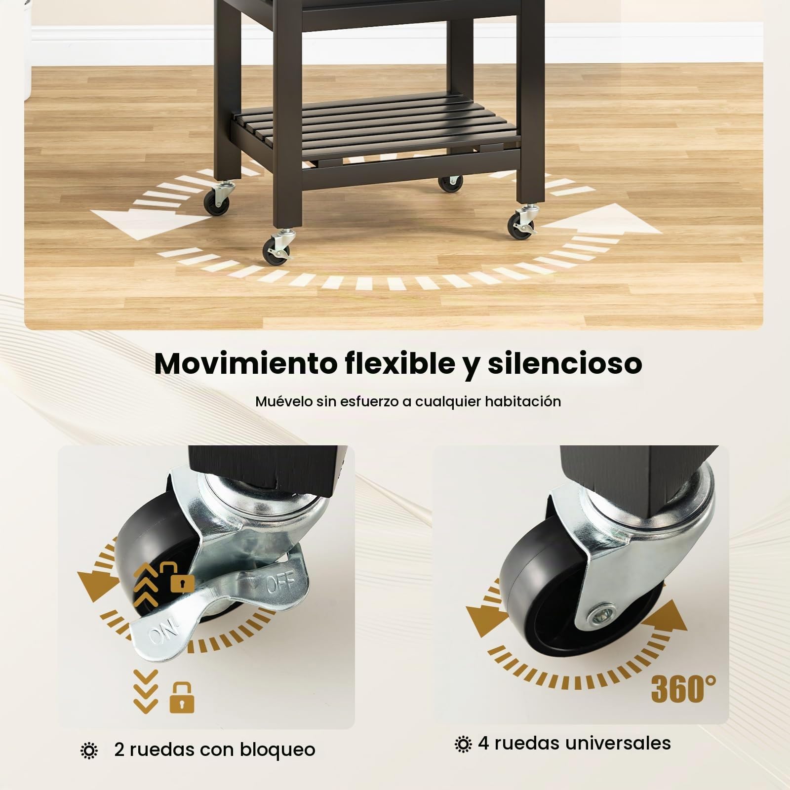 KOMFOTTEU Carro de Servicio de 4 Niveles, Carro Auxiliar con Encimera de Acero Inoxidable, Carrito de Cocina con Cajón, Cesta de Alambre de Malla, Carro de Bar para Cocina Comedor (Negro)