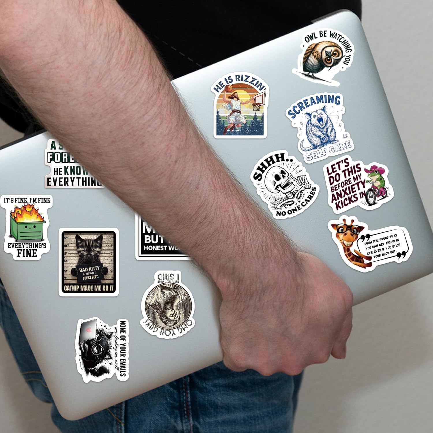 BANBBUR 200 PCS Funny Stickers for Adults,Sarcastic Holographic Vinyl Sticker Packs,Funny Decals Waterproof Stickers for Water Bottle,Laptop, Phone,Kindle,Luggage,Scrapbook,No Repeats - Image 6