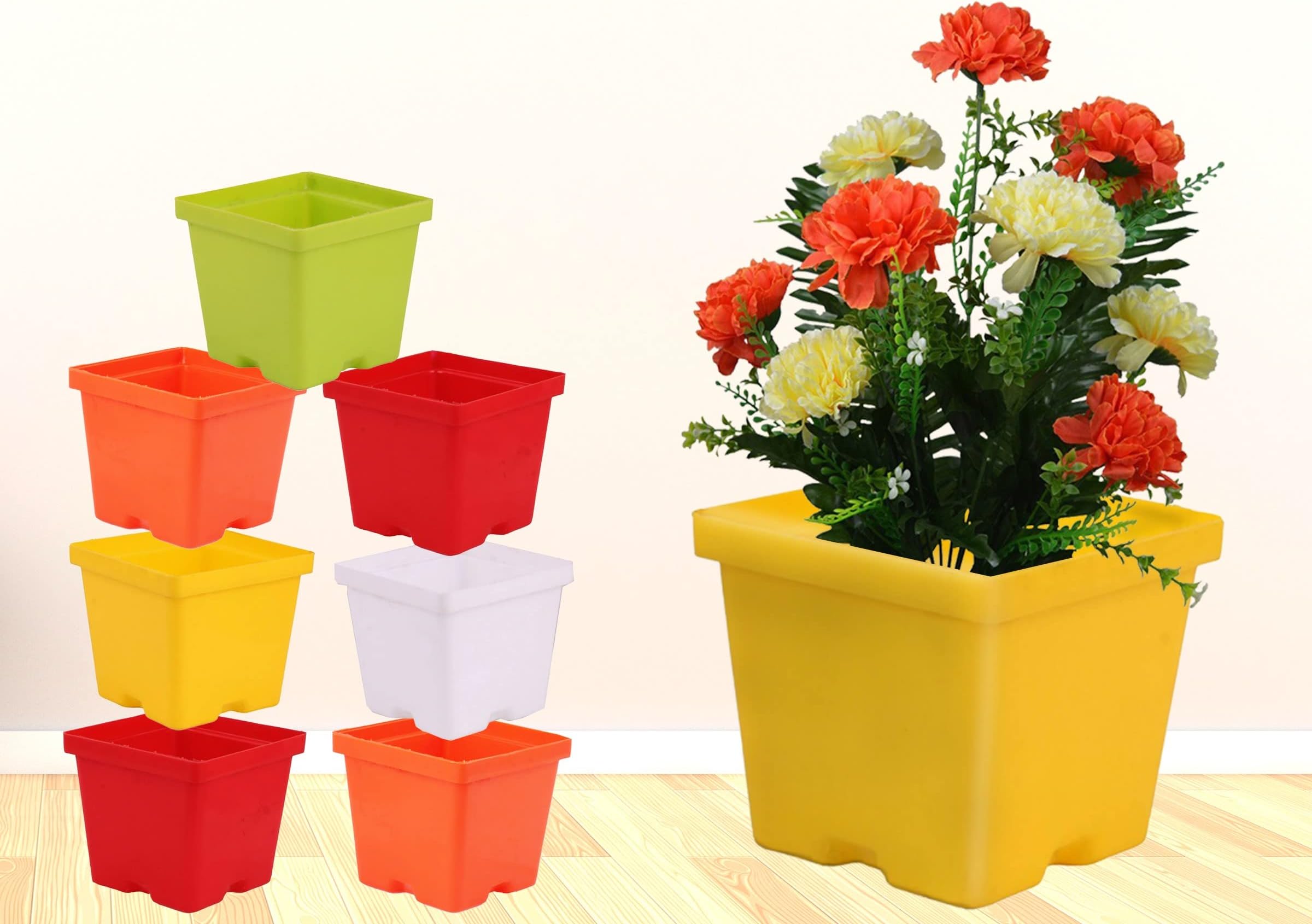 GARDENS NEED 110022 Plastic Gift Pot Set (Multi-coloured, 8-Pieces)