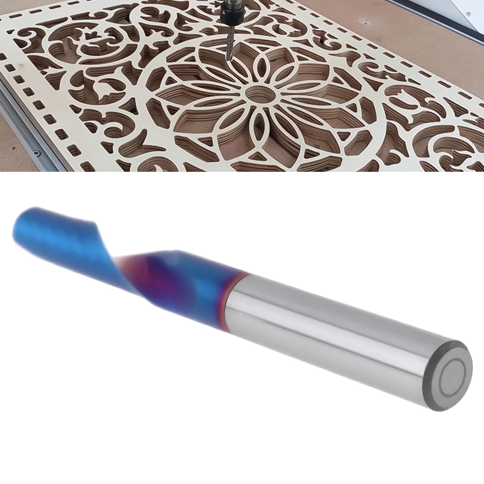 Fraise à Cannelure Simple 1/4" en Carbure pour Aluminium Cuivre Acier Contreplaqué MDF 63,5 X 25,4 X 6,35 Mm