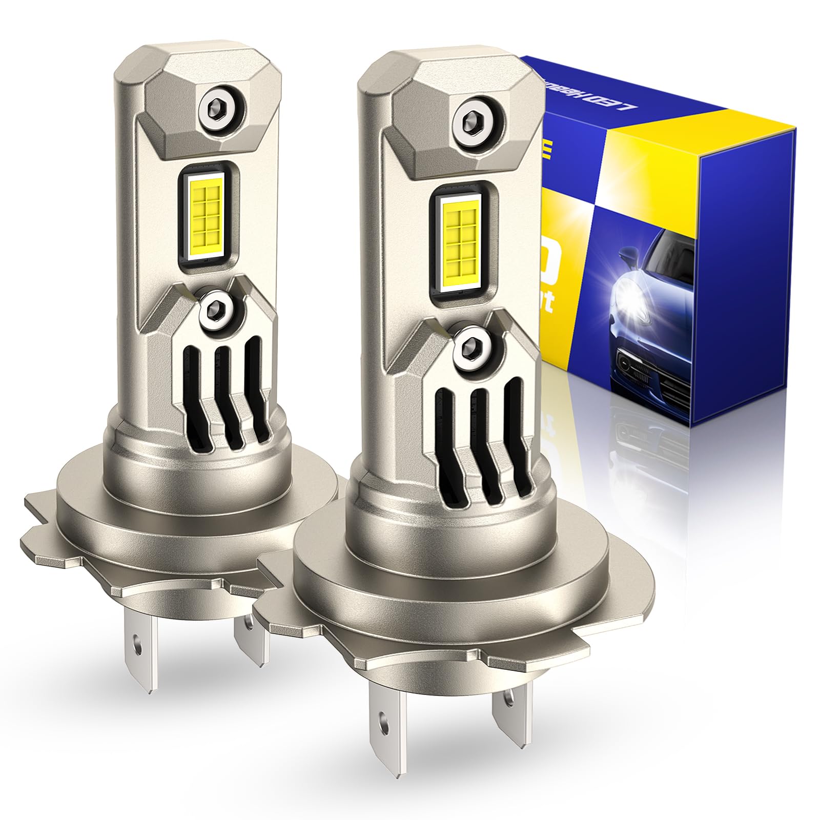 AUTOONE Bright H7 Bulbs, 80,000LM 6500K White Super Bright, 1:1 Halogen Size, 6500K Cool White, No Adapter Required, Easy Install Non-Polarity