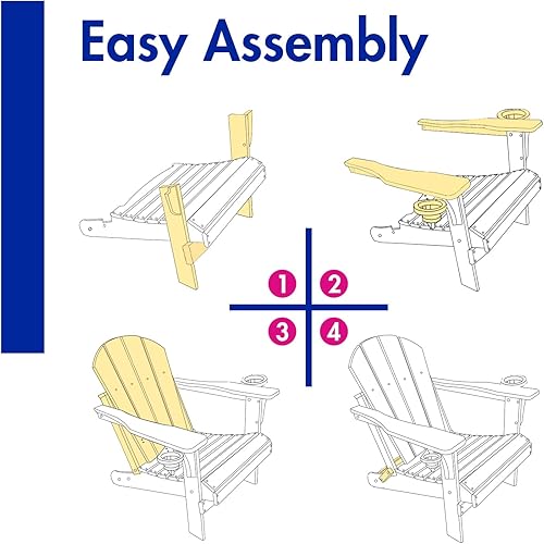 Miniatura 5 de BRIOPAWS Silla plegable Adirondack con respaldo ajustable y otomana, sillas de exterior de polietileno de alta densidad para todo tipo de clima con