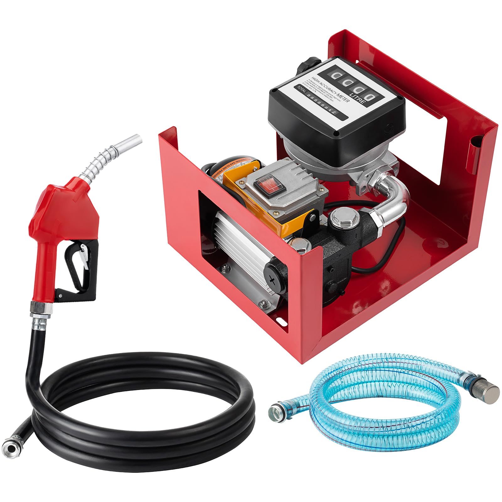 Diesel Transfer Pump 110V, Self Priming Electric Fuel Pump 16 GPM, 550W Electric Diesel Fuel Transfer Pump w/Meter, 13' ft Hose & Fuel Nozzle Kit