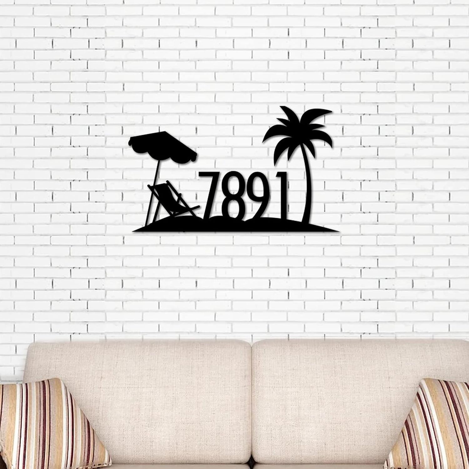 Metal Sign Metal Wall Art Personalized Palm Tree House Number Address Metal Sign Metal Wall Decor for Home Kitchen Coffee Bathroom Bar Farmhouse Outdoor Indoor Signs 14"