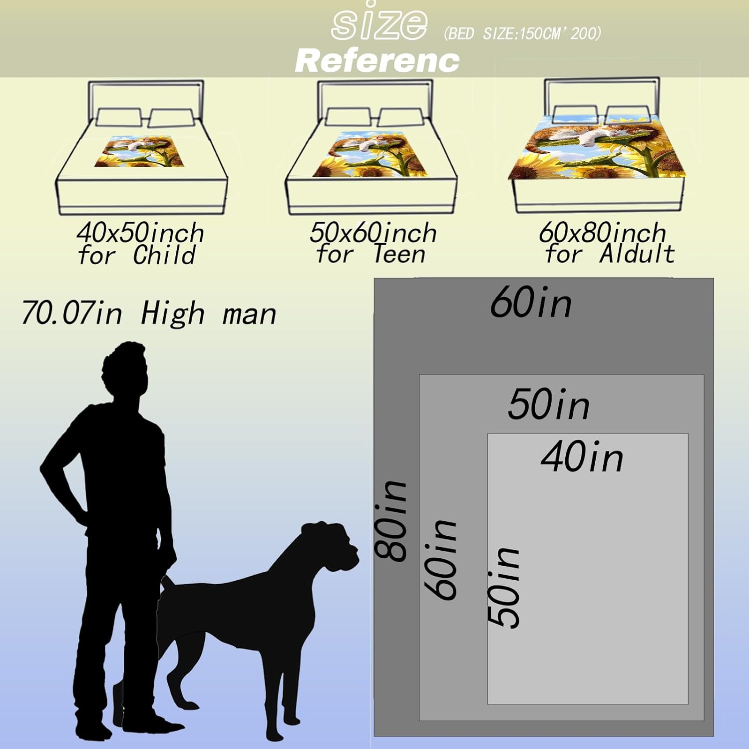 Sunflower Slumber Cat Throw Blanket - Ultra Soft, Cozy, Lightweight Flannel - Warm, Plush, Fuzzy Decor for Couch, Office, Travel - Fluffy, Cute Cat and Flower Design 50×60 Inch - Image 3