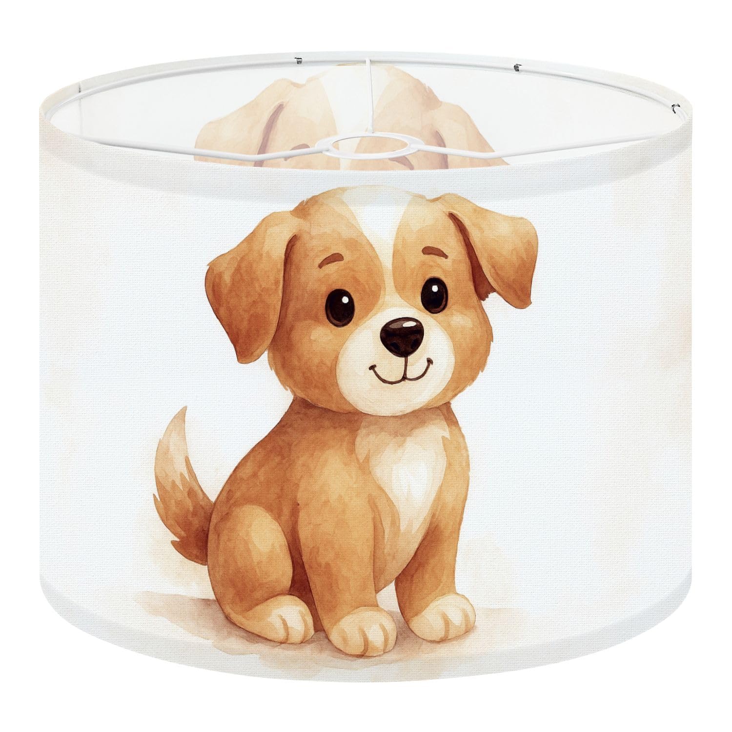 Drum Lamp Shade Large Lampshade Cute Dog Watercolor Style Hand Drawn Farm Animals Watercolor Puppy for Floor Lamps Table Lamps Pendant Light Linen Lampshades Replacement Bedside Light Shades