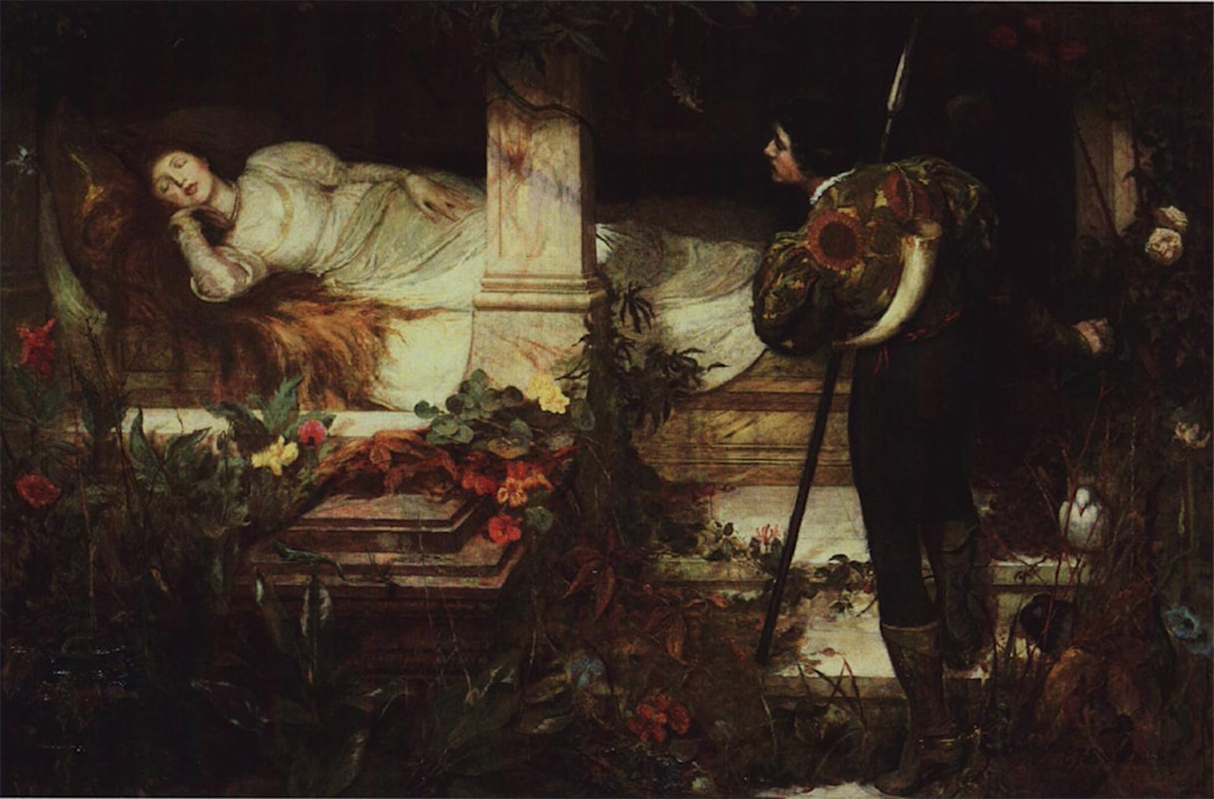 POSTERIIk Famous Modern Artwork Art Mural Sleeping Beauty by Edward Frederick Brewtnall Oil Paintings Pictures for Home Decor 60x90cm