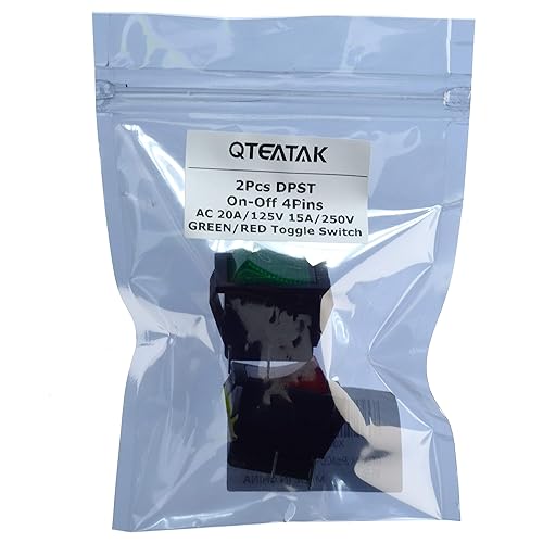Vista 55 de QTEATAK 2 unids AC 20A/125V 15A/250V DPST 4 pines 2 posiciones ON/Off Boat Rocker interruptor de palanca con luz LED roja
