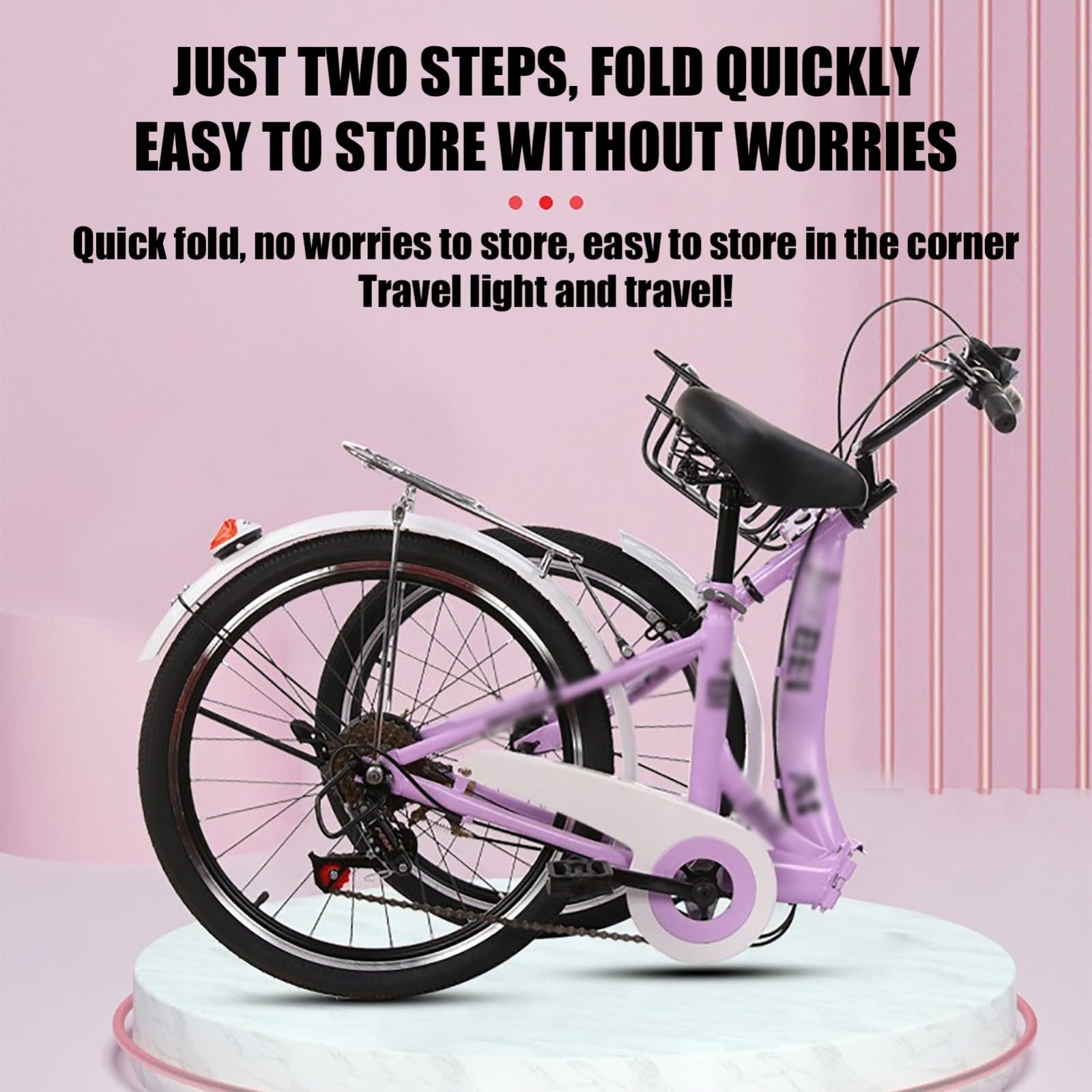 Vélo Pliant 20"/22"/24"/26" - 21 Vitesses, Cadre en Acier Carbone, Vélo Pliable pour Les Trajets en Ville, Vélo Pliable avec Coussin