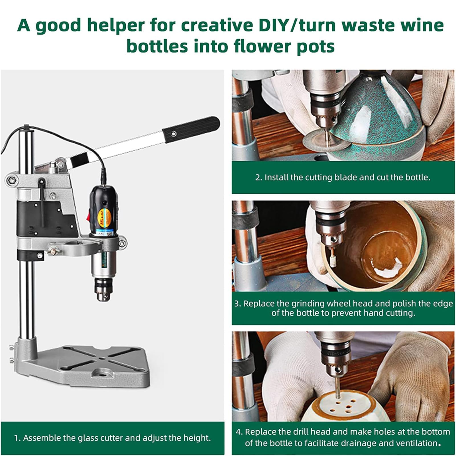 Cortador eléctrico de botellas de vidrio, herramienta multifuncional de corte y perforación, máquina de lijado y pulido para elaborar botellas de vino
