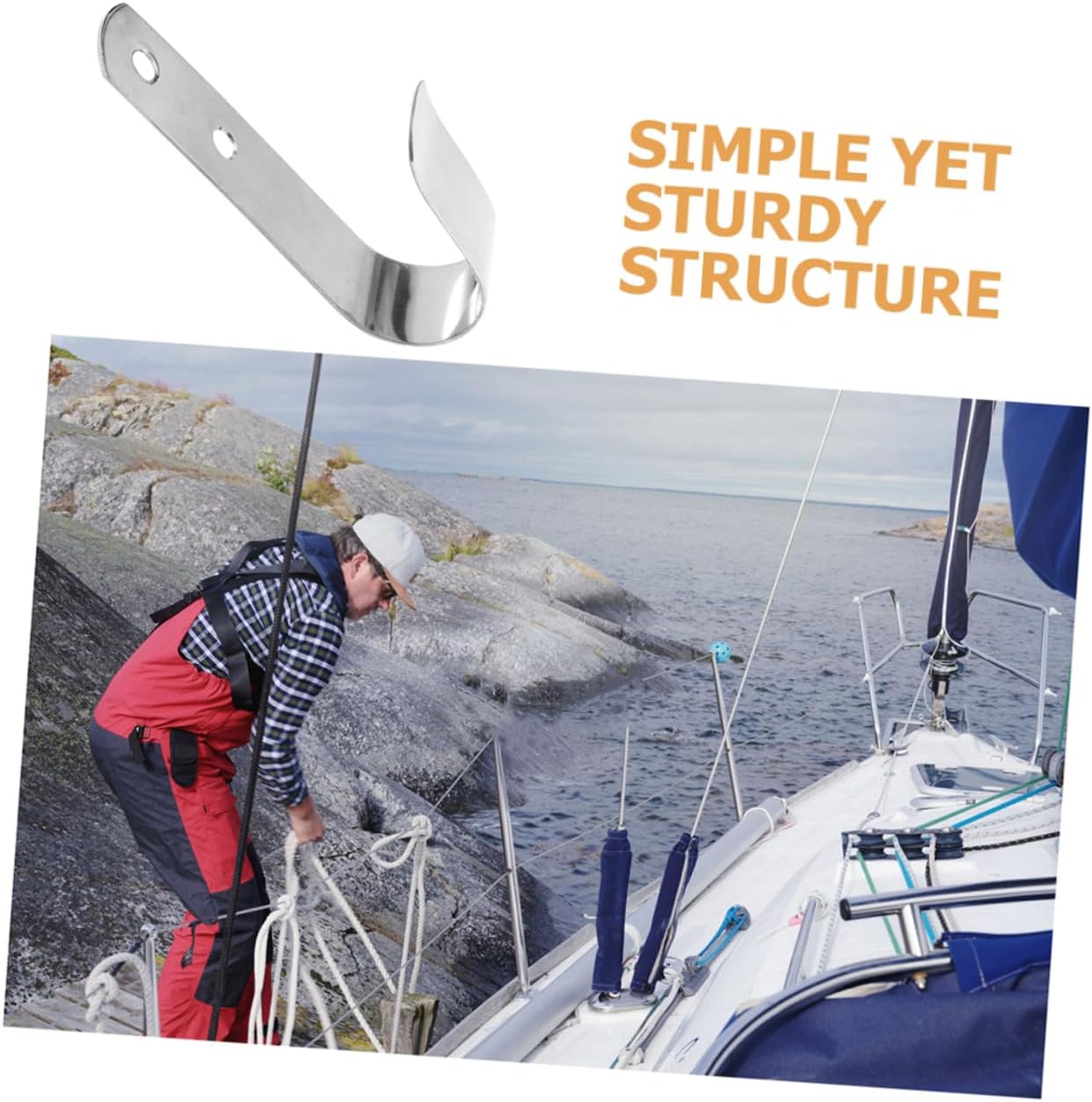 2pcs Stainless Steel Boat Hooks Wall Hooks for Hanging Towels Coats and More Versatile Yacht Accessories Smooth Design