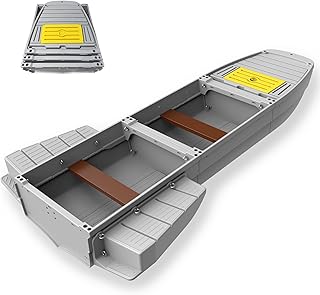 Fishing Boat, Folding Pontoon Boat, Fits in Trunk - Portable Modular Kayak, Seats 2-6, Motor-Ready, Sturdier Than Inflatable Boats - Ideal for Lure Fishing, Hunting, Rowing, Travel, Rescue