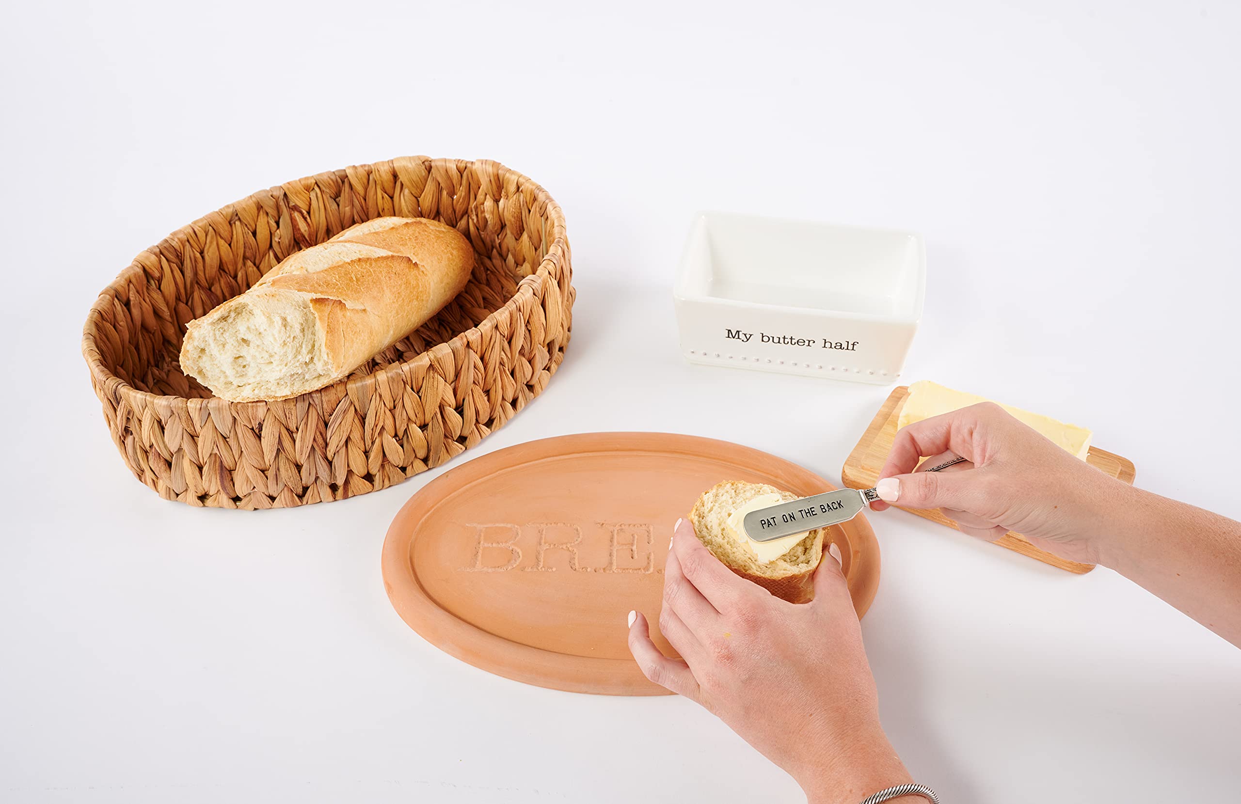 Mud Pie Set Piatto Per Cracker In Terracotta Con Pinze In Legno - Piatto 33 Cm, Pinze 16,5 Cm, Lavabile In Lavastoviglie - 4