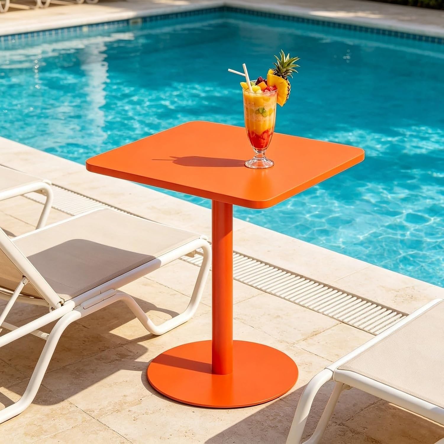 Table de bar extérieure haute, plateau carré et, 60x60x73cm, 60x60x73cm