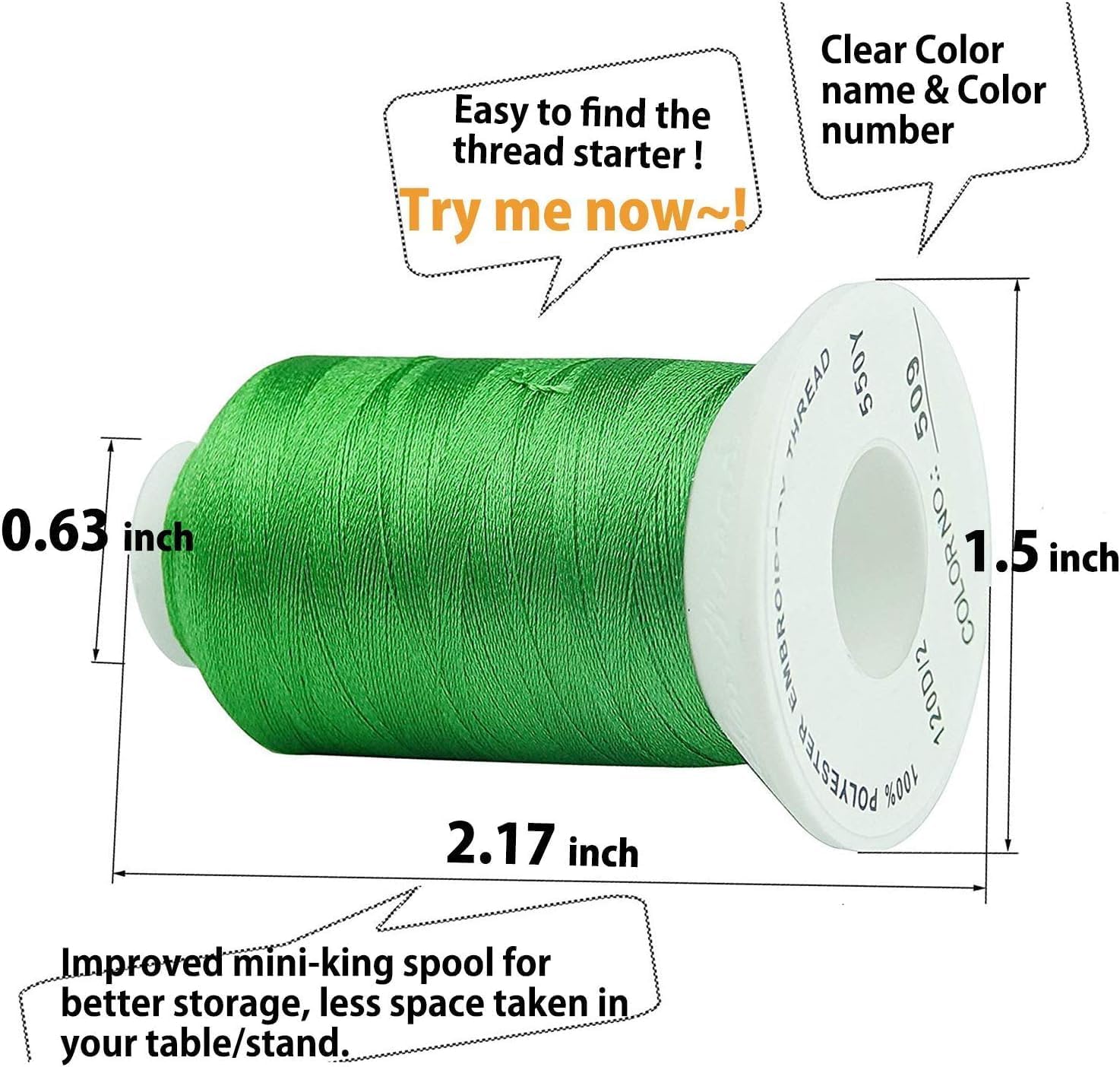Simthread 40-Color Embroidery Thread Kit, 40 Spools 550 Yds No-Break Anti-Tangle Polyester Thread Fits Brother, Babylock, Janome and More Embroidery Machines