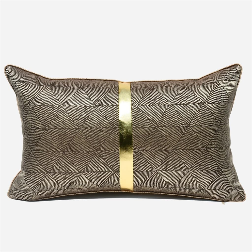 HBJWOV Coffee Color Splicing Sofa Waist Pillowcase Living Room Bedroom Hotel Big Cushion