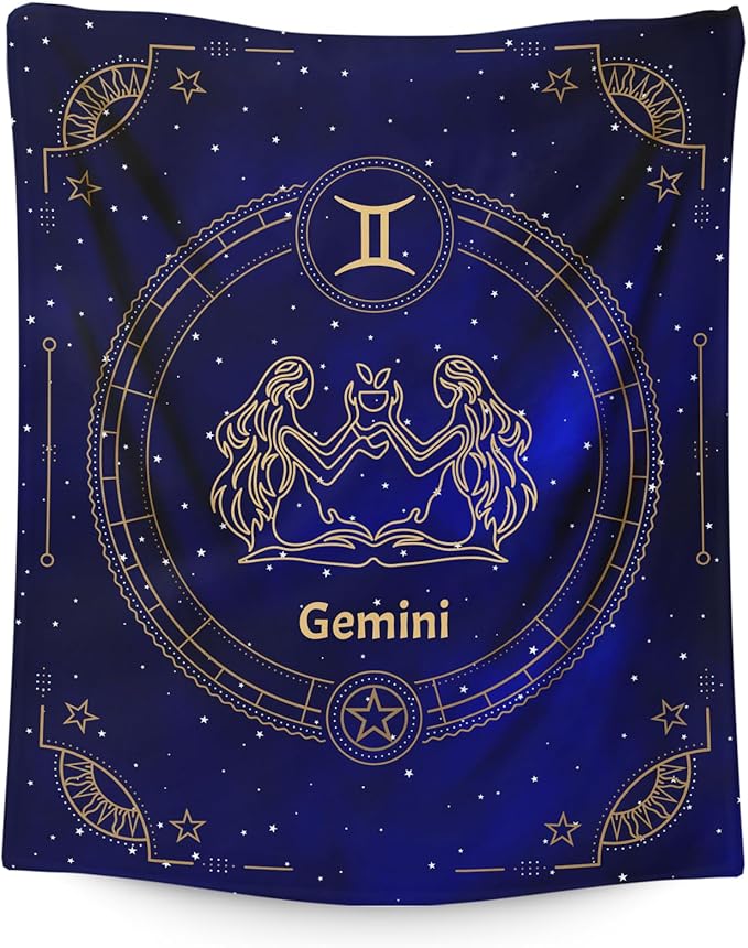 Gemini Zodiac Gift, Gemini Blanket, Gift for Birthday, Constellations Throw Blanket, 50