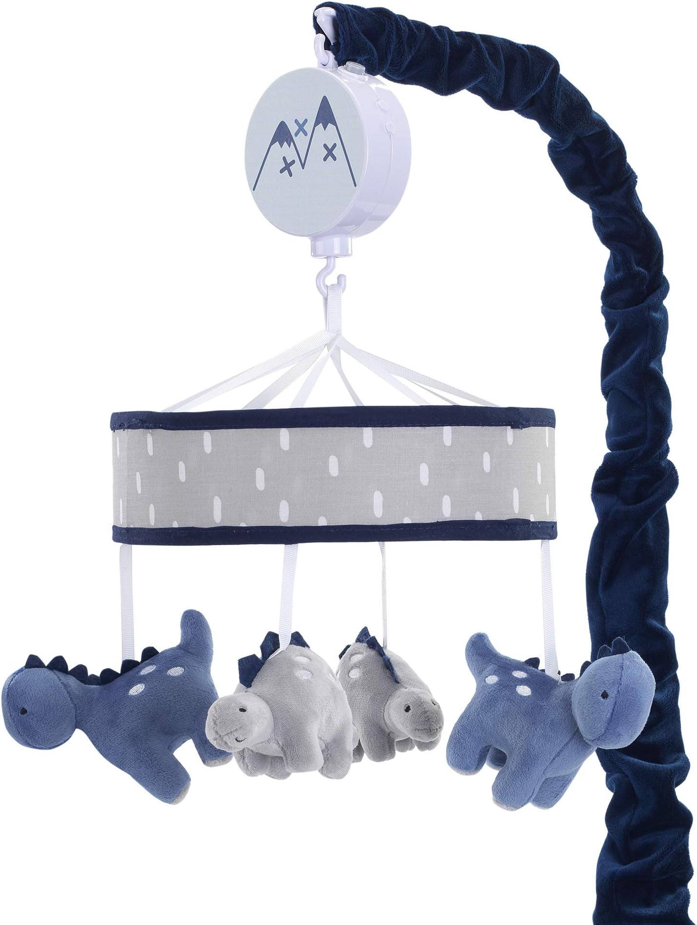 Lambs & Ivy Baby Dino Blue/Gray Dinosaur Musical Baby Crib Mobile Soother Toy