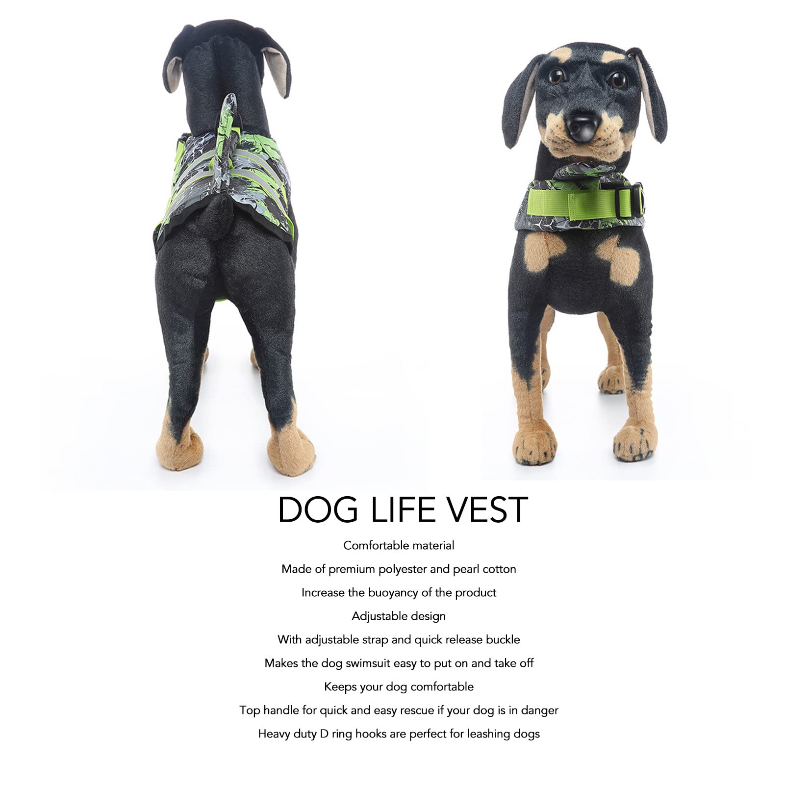Chaleco salvavidas para perros, chaleco salvavidas ajustable para mascotas con fuerte flotabilidad, mango de rescate duradero, chaleco salvavidas para perros, seguridad contra el agua en la playa,
