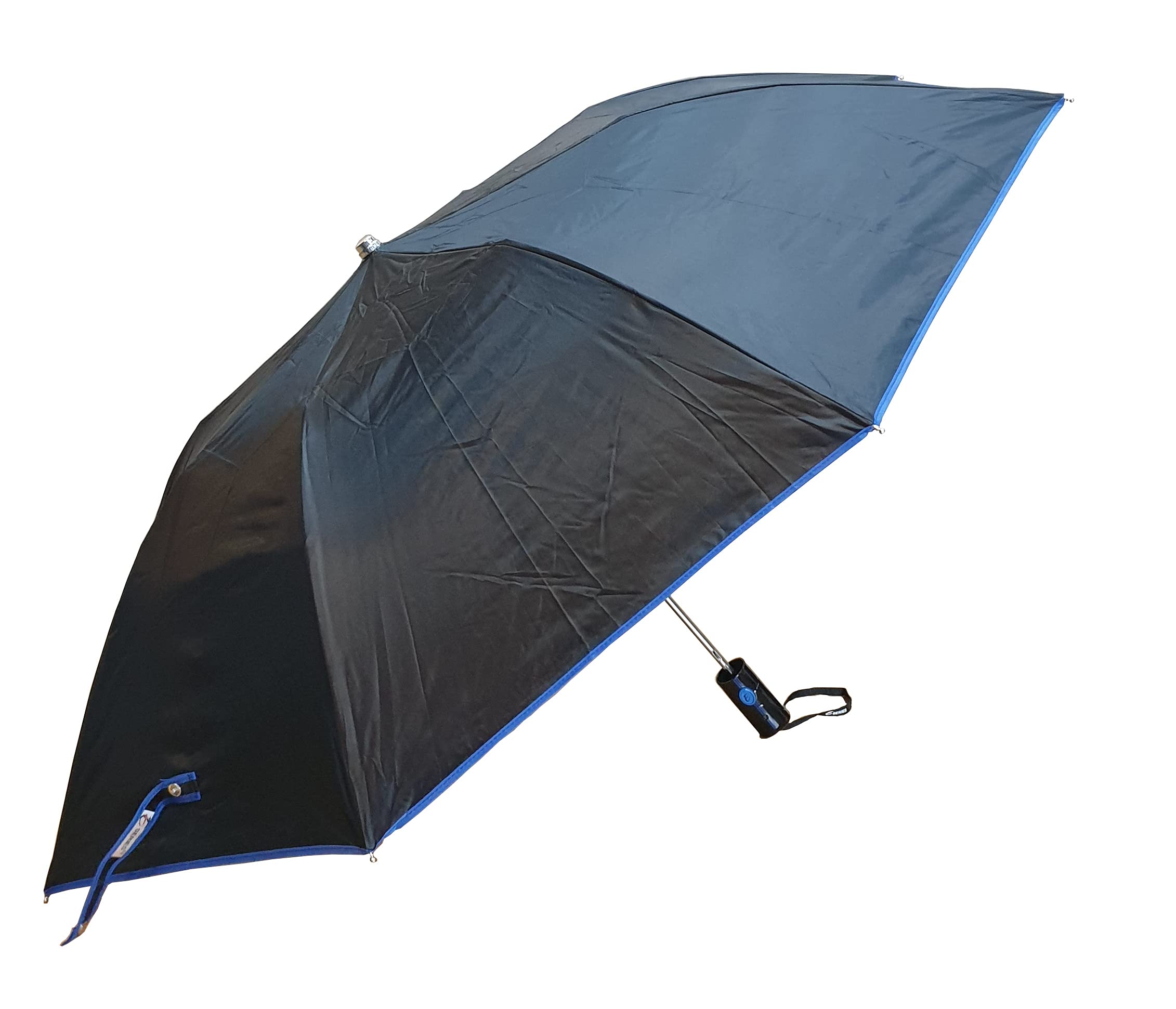 EpraiserWaterproof Nylon Fabric Color Piping Border Design Automatic Open Mono Silver 2 Fold Sturdy ABS Ergonomic Handle Water Resistant/UV Protection Umbrella