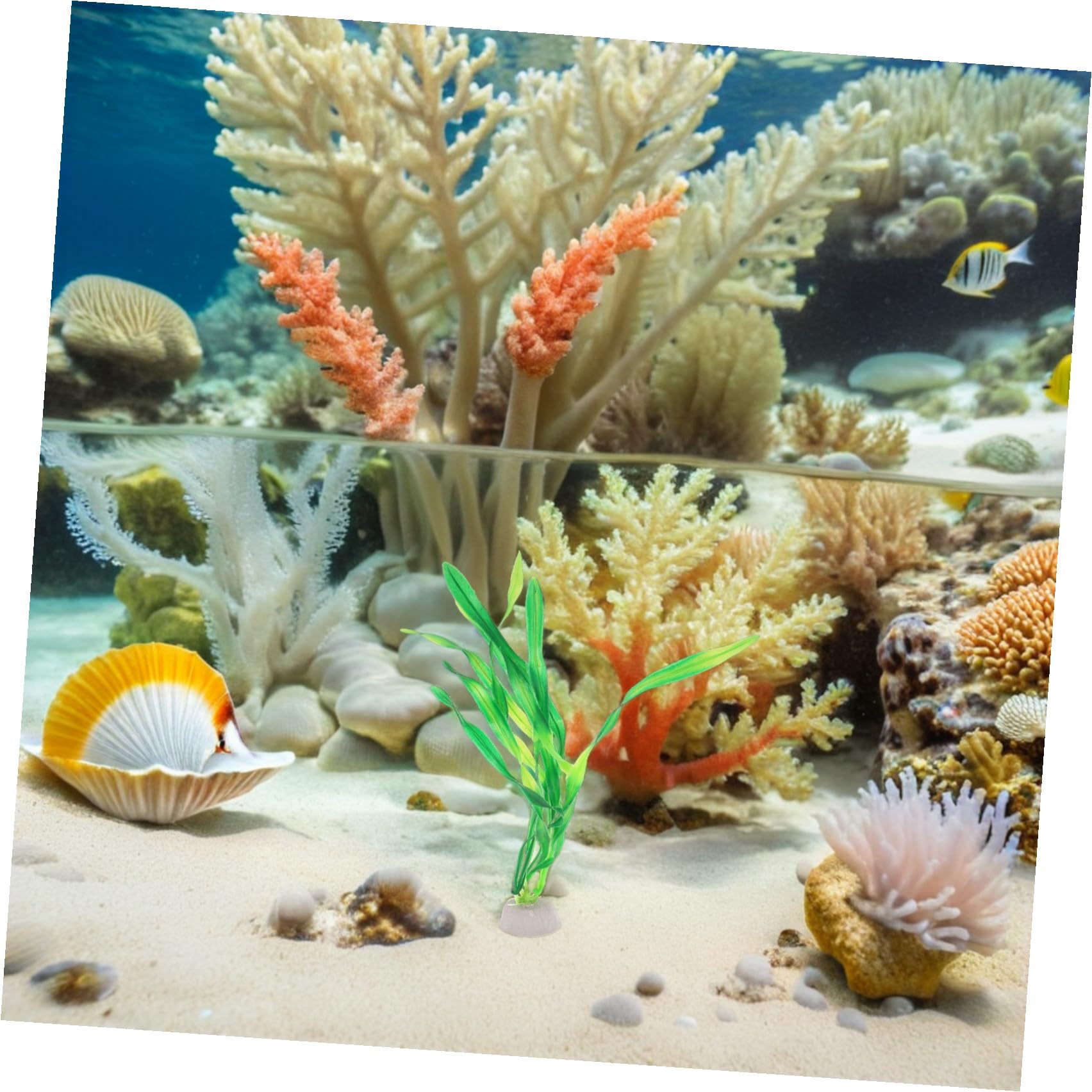 30 Piezas Plantas de Acuario Artificiales Verdes de 20 CM, 30 Piezas Base Pesada, Decoración Paisajística para Peceras y Acuarios, Accesorio Decorativo de Plástico para Mascotas