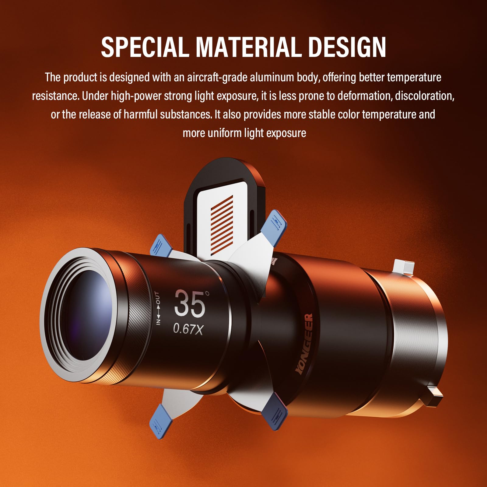 Soonpho KF80 Snoot Fotografico Messa a Fuoco Ottica Corpo in Alluminio Dotato di Attacco Bowens Slot per Scheda Magnetica Luminosità 5 Volte con 4 Filtri Colorati e 25 Modelli GOBO per la Fotografia