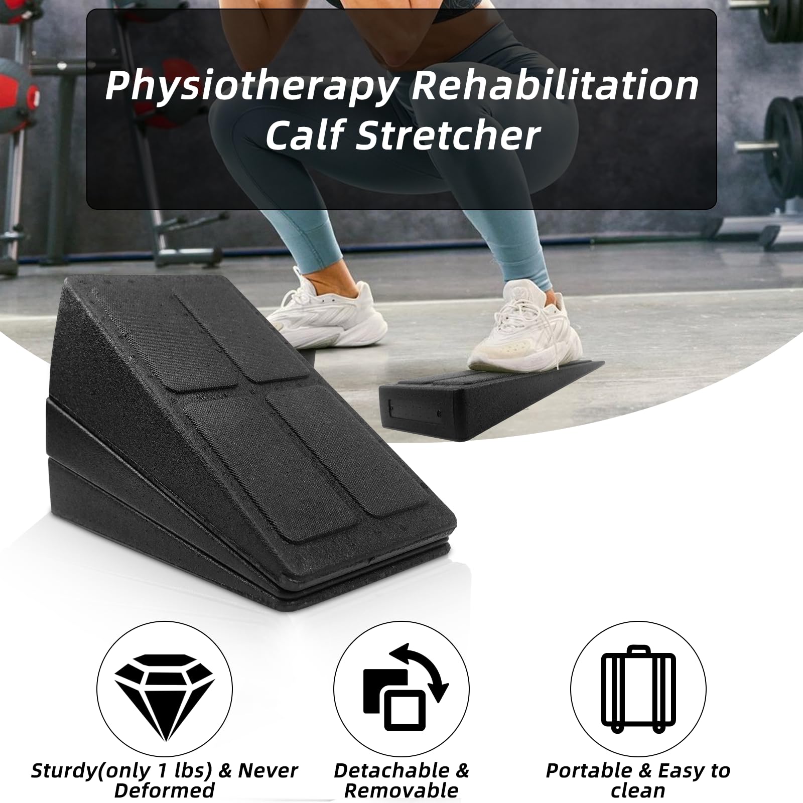 Mumjooyi Pedana Fitness Inclinata Set di 3 Calf Slant Board Squat Wedge Block Regolabili Pedana Inclinata per Polpaccio Stretch l'allenamento Yoga Nero