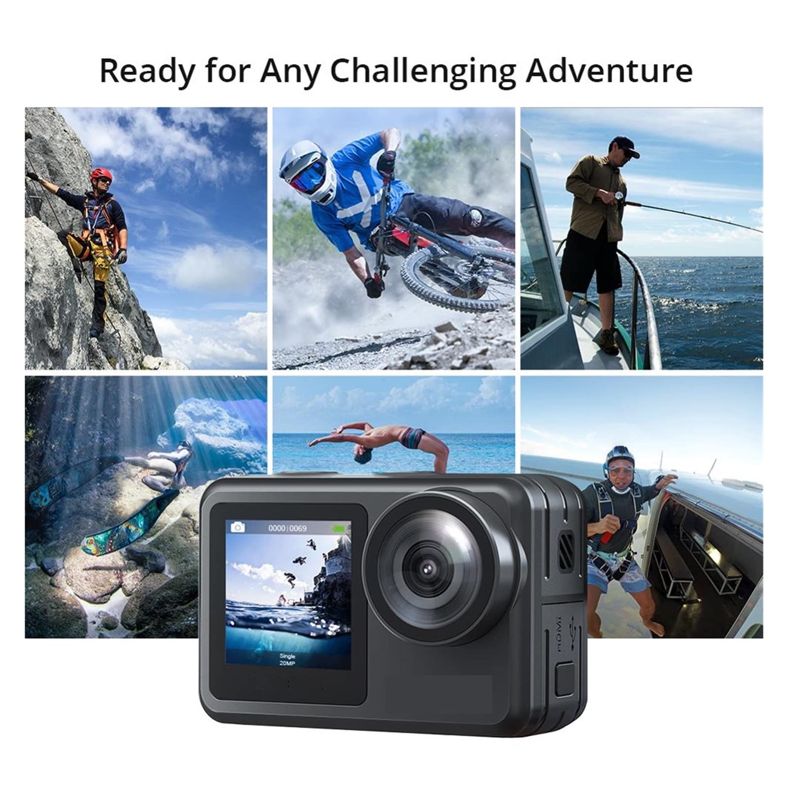 Kamera akcji, Kamera akcji Brave 7 LE 4K30FPS 20MP 4K sportowa Wodoodporna kamera Ekran dotykowy Vlog EIS 2.0 Pilot zdalnego sterowania